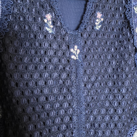 Suffuse By Sana Yasir Navy Blue Salwar Kameez 4 Piece Set Sz Medium - Picture 4 of 9